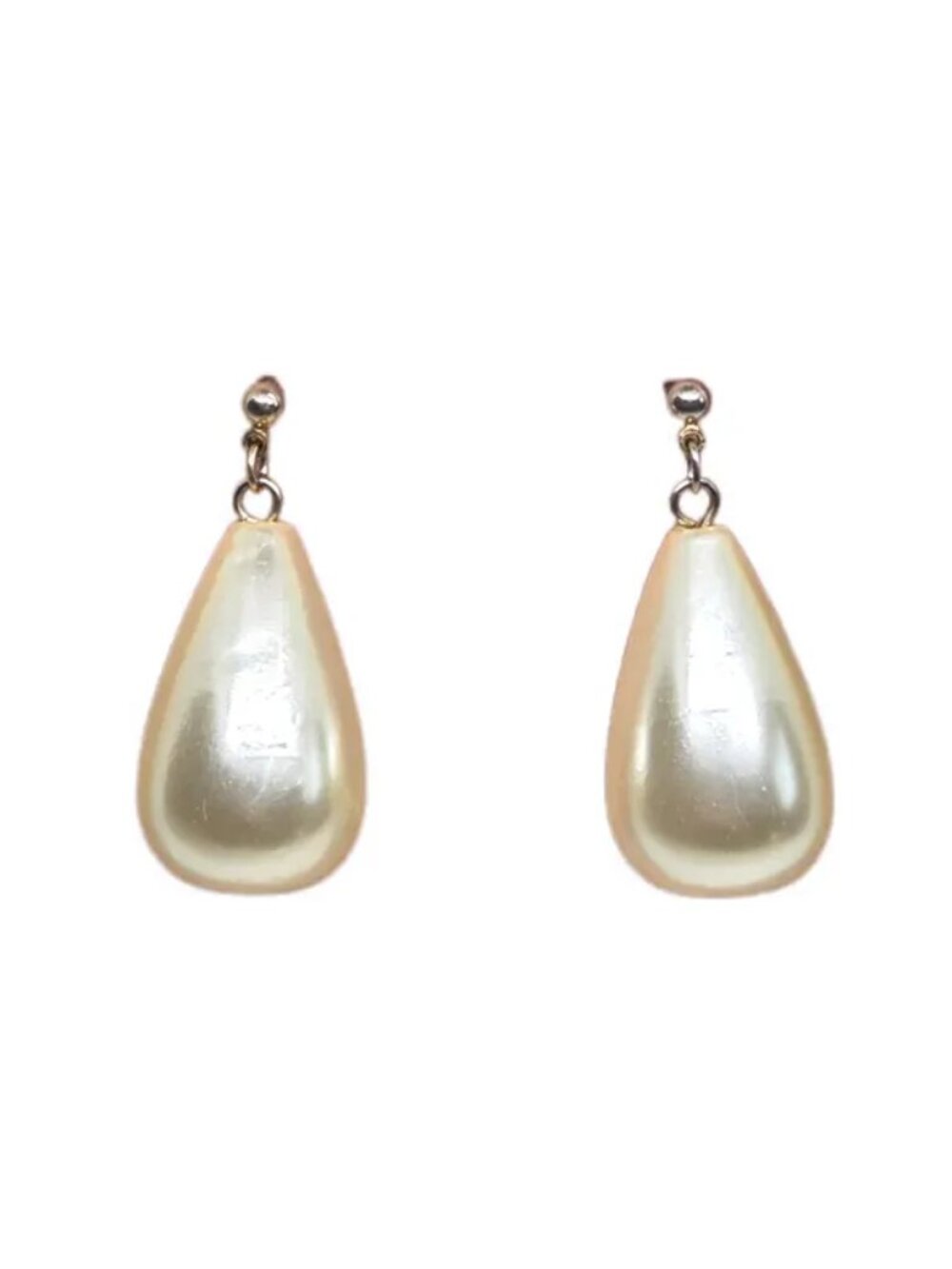 Vintage Faux Pearl Teardrop Stud Earrings